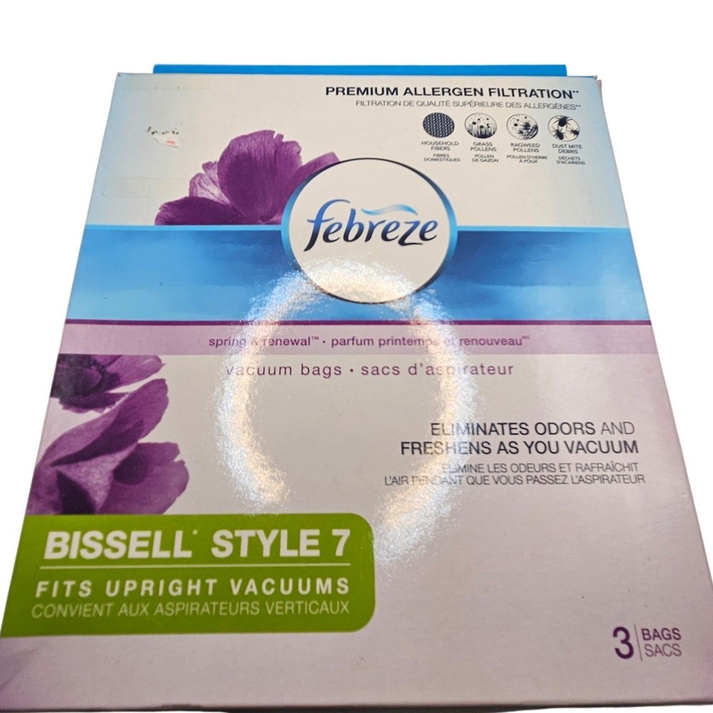 Febreze Vacuum Bags Style 7‎ 3 Pack Purple Spring & Renewal Allergen Filtration